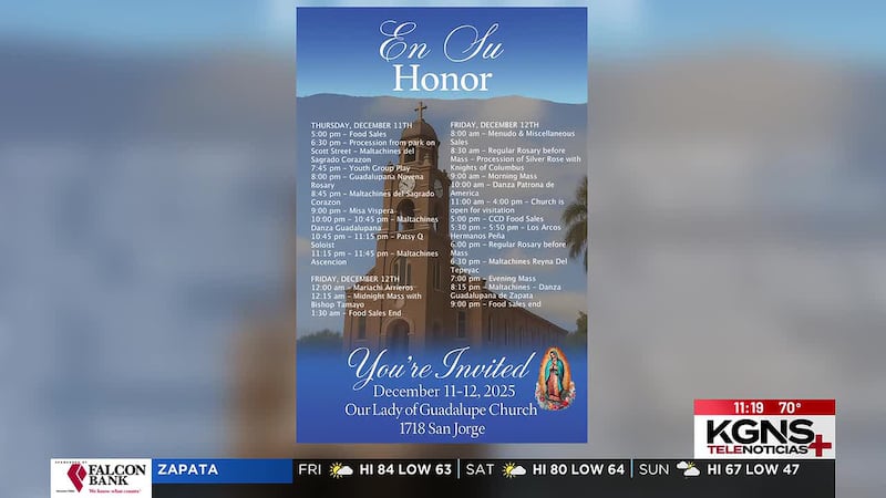 Invitan a la celebración de la Virgen de Guadalupe